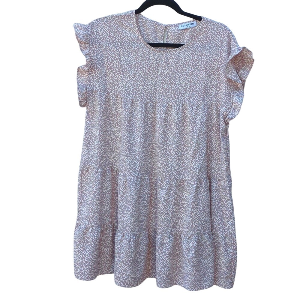 🎉$5x$25🎉Solution Mini Dress Ruffle Sleeve Pink White Polka Dot Casual, small